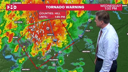 UPDATE: A tornado warning is now in effect for Hill County as severe weather continues to make its way through North Texas. Watch live coverage here: https://www.wfaa.com/article/weather/dfw-weather-few-more-storms-this-weekend-stronger-storms-possible-next-week/287-a7865623-2b2b-4883-8045-a826782747c0?utm_medium=social&utm_source=facebook_WFAA | WFAA