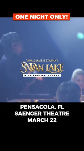 📍 Mar 22 • Pensacola, FL Swan Lake returns with live orchestra accompaniment — a sweeping, emotional performance set to one of the most iconic scores ever composed. Whether it's your first ballet or your fiftieth, it’s an unforgettable night out. Get your tickets before they’re gone. | World Ballet Company