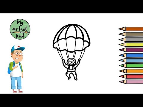How to Draw a Skydiver - Easy drawing, painting and coloring for kids