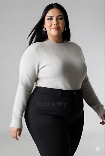 Plus Size Soft Cable Knit Crew Neck Sweater Fashion Collection