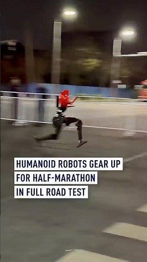 Humanoid robots gear up for half-marathon in full road test