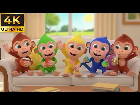 Funny Monkeys Jump on Bed! (Five Little Monkeys Song) | BoNa Kids Songs & Nursery Rhymes