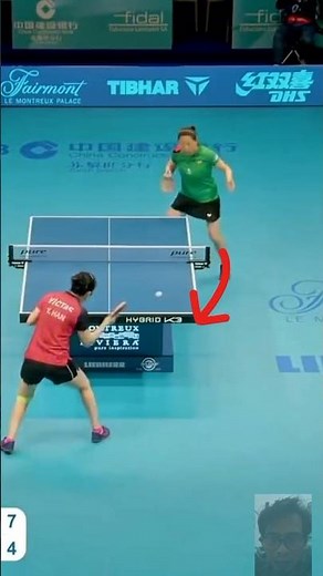 controlling the ball using the defensive chop version in table tennis