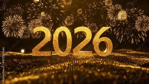 New Year's Eve Celebration with Fireworks Exploding in the Night Sky