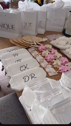 Miss Angler on Instagram: "Wedding weekend has begun! Let’s pack my bridesmaids and bridal party goodie bags #wedding #bride #bridal #wedding #weekend @theordinary @cliniquesa"