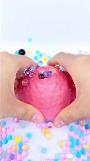 Bold Red Pop! ❤️ ASMR Cutting & Squeeze of Colorful Orbeez 🤯