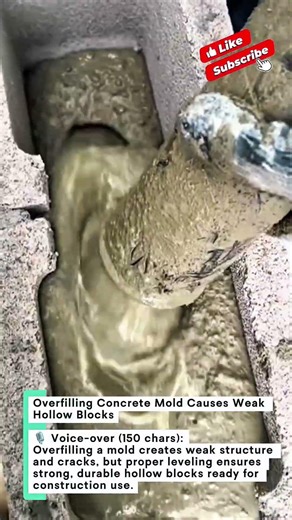 Overfilling Concrete Mold Causes Weak Hollow Blocks #Concrete #DIY #Construction