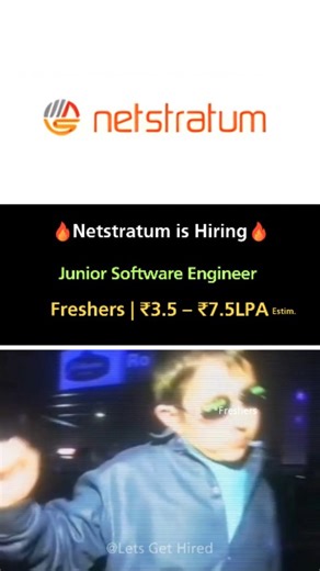 Lets Get Hired on Instagram: "Learning coding is step one. Building real software is step two. 🧠⚙️ 💼 Netstratum is hiring Junior Software Engineers — Freshers Eligible If you want hands-on development exposure, real project work, and fast learning → this role is a solid developer entry. 📩 Comment “SDE " and I’ll DM you the apply link + full role details 🔗 Or tap link in bio to apply instantly Code daily. Learn faster. 👉 Follow for more fresher developer roles. #freshershiring #careeropportu