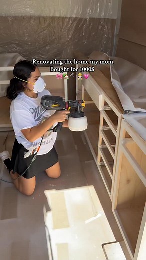 After weeks, we’re finally back to finishing my mom’s home😭💗 We were just about to start the 2nd coat... and dropped the paint💔😭 #renovation #fixerupper #remodeling #remodelacion #fyp #parati #paint #cabinets | Stephanie miller