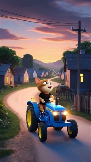 billi night me tracter drive karti hai or sor machati hai bahut #kidslearning #cartoon