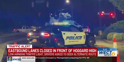 TRAFFIC ALERT: Low-hanging traffic light causing lane closures on portion of Shipyard Boulevard