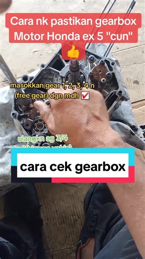 #CapCut #hondaex5dream #ex5malaysia #hondaex5 #gearboxex5 pastikan dulu semua gear blh masok dgn mdh n free gear. ulg 4 Kali hingga yakin brulh trs pasang semua n naik ke body motor.