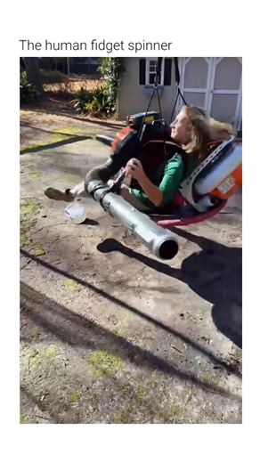 Rough Humor on Instagram: "This video demonstrates a creative application of basic physics through the use of common lawn maintenance tools. The Subject A person is seated on a circular, suspended platform swing. They are holding two powerful, commercial-grade leaf blowers oriented in opposite directions. The Mechanism The system operates on Newton’s Third Law of Motion, which states that for every action, there is an equal and opposite reaction. As the blowers expel high-velocity air, the resul