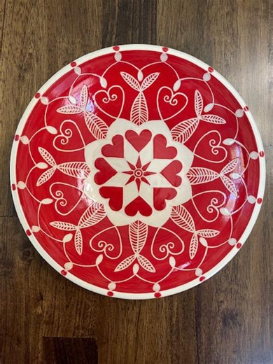 Handmade Pottery Red and White Heart Sgraffito Bowl - Etsy