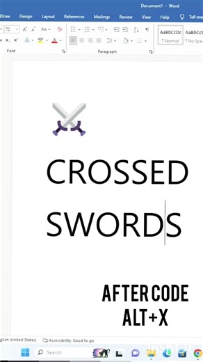 crossed sword in word by code #sword #word2019 #tws #shorts