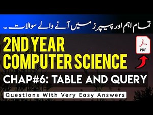 2nd year computer science Chapter 6 Important Questions with Answers: TABLE AND QUERY