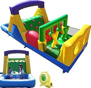 22ft Commercial Bounce House for Big Kids, 100% PVC Inflatable Obstacle Course Bounce House with Water Slides&Blower, 0.45mm Heavy Duty Vinyl, Backyard Outdoor Party Game(22x8x8.2ft)