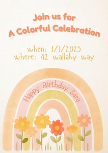 Rainbow Invitation. Digital Template. - Etsy