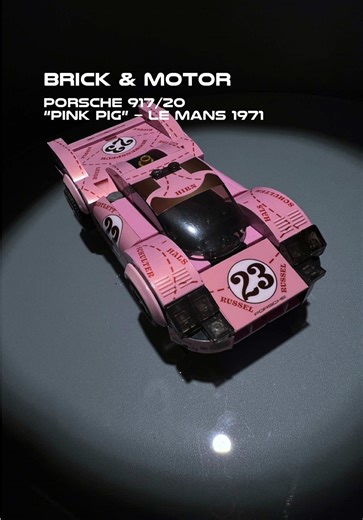 Classic Bricks 6 Porsche 917/20 🐷‘Pink Pig’ — the wide-body experimental 917 that raced at Le Mans in 1971. Powered by a 4.9L flat-12 (~600hp), it carried one of the most famous racing liveries ever — painted pink with butcher-style cuts labeled in German. Though it retired from the race, the Pink Pig became a cult favorite, reborn here in LEGO slot car form, 1:30 scale. #LegoLeMans #Porsche917 #PinkPig #LEGOslotcar #BrickAndMotor