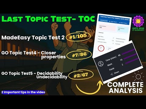 My Last Topic Test – TOC + 2 important points | Complete Analysis 🔥 | Gate CSE 2026 Preparation 🚀🚀🚀