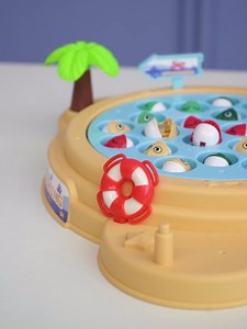 Interactive Fishing Game Play Set with Music, Rotating Fishpond, and Multiplayer Action - Perfect for Easy Fish Catching (A)