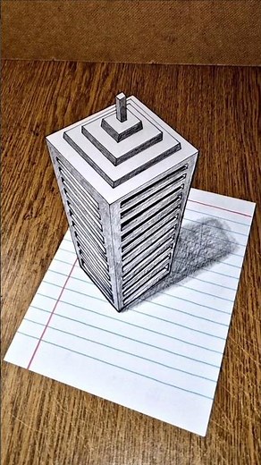 Amazing 3D Trick Art on Paper "BUILDING" 🏠 #3dart #3ddrawing #3dfigure #drawingtutorial #paperart