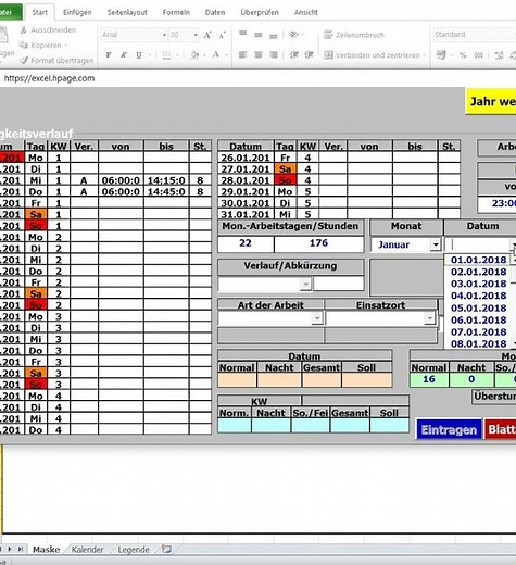 Create time tracking program in Excel VBA vvv