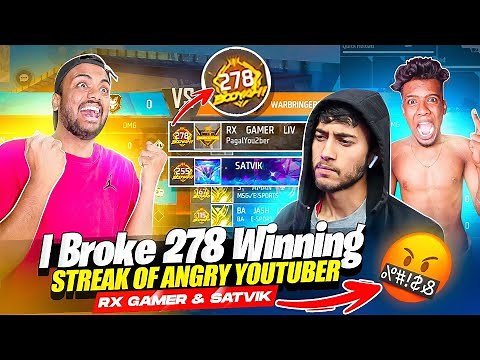 Breaking 278 Winning streak Of Angry Youtuber Rx Gamer & Satvik 😱