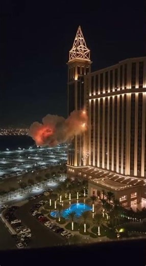 Fiery Drone Crash Hits Hotel at Night!🔥 #DroneCrash #HotelFire #AerialMalfunction