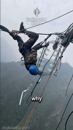 Defying Gravity 🤯 The Life of High-Voltage Line Workers #shorts