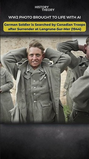 WW2 Photo Brought to Life: German Soldiers Captured and Searched By Canadian Forces at Normandy