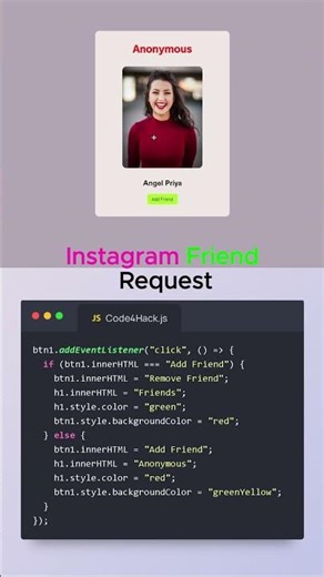 DOM Manipulation Project – Instagram Friend Request Logic | Frontend JavaScript Project #trending