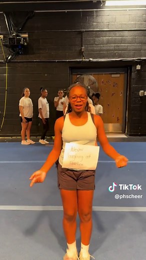 A little White lie practice before our first performance of the season 😂#fyp #highschoolcheer #varsitycheer #jvcheer