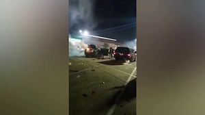 Incredible moment hundreds of fireworks go off in car's trunk