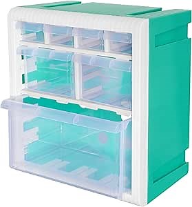 Small Parts Storage Organizer With 7 Drawers,Cyan