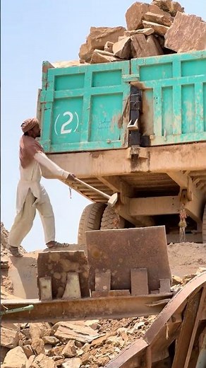 🚛 Massive Stone Crushing Process | Dump Truck Unloading Rocks into Crusher