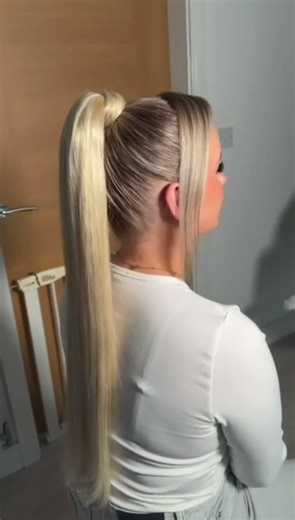 Long Blonde Ponytail Transformation | 24” Clip-In Human Hair Ponytail | Halo Hair Extensions