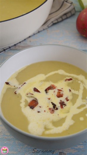 Potato and Leek Soup – a perfect, comforting choice for this time of year. Add a swirl of cream and a sprinkle of crispy bacon to elevate it to something truly special. This would make a lovely Christmas dinner starter x Ingredients: 2 tbsps olive/rapeseed oil 2 tbsps butter 1 medium leek, sliced thinly 4 large potatoes, peeled and chopped into cubes (I used Roosters) 2 tsp plain flour 3 ¾ cups (1200 ml/31.98 fl oz) vegetable stock/chicken stock 2 bay leaves ¼ cup (100ml/3.38 fl oz) cream (optio