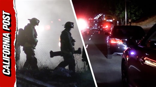 Gridlock on LA’s 110 as freeway forced to shut down following homeless encampment fire