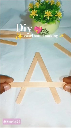 diy easel stand making || by using wooden-sticks✨💖 #diy #viral #craft #shorts #tutorial #woodcrafts