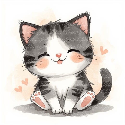 Cute Cat Clipart | Kawaii Cat Digital Download | Sublimation Graphics for Stickers, Shirts, Scrapbooking, Crafting & More (8 Pcs) - Etsy