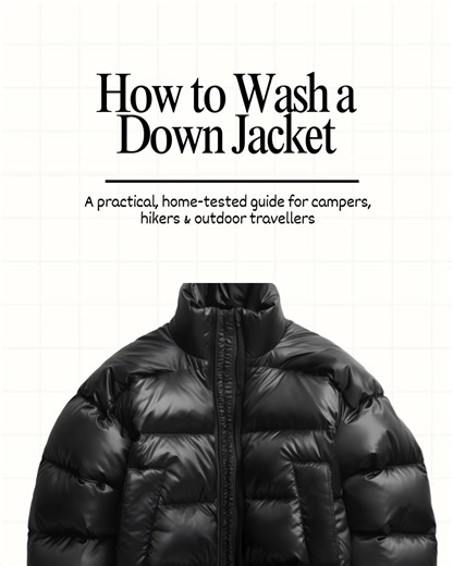 How to Wash a Down Jacket (Without Ruining It) Down jackets are not delicate, they just need the right process. Cold water. Gentle cycle. Low heat drying. And yes, drying matters more than washing. If you don’t have tennis balls, dryer balls work even better. No dryer? It’s possible, but expect patience... lots of it. A well-cared down jacket stays warmer, fluffs better, and lasts for years. Good gear care is part of responsible camping. Save this for your next wash day. More camping tips coming