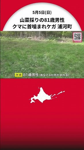 【クマ襲撃】山菜採りをしていた81歳男性 クマに首など噛まれケガ 北海道浦河町