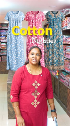 Kodhai Nighties on Instagram: "Premium cotton nighties just for ₹349/- Girls we got you 🤝 S to 3XL size available🫰🩷 📍Available at Nanganallur Store For Direct Purchase 📞Online Bookings on WhatsApp 9884080185 #kanthafrocks #kanthafrock #frocks #nighties"