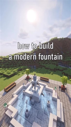 Minecraft builds & inspiration on Instagram: "Today we‘re building a modern fountain ⛲️ as our minecraft build. Using glass panes as flowing water gives a real nice effect! Any further suggestions for this minecraft fountain? 🫧⛲️🌳 #minecraftfountain #fountain #minecraftbuild"