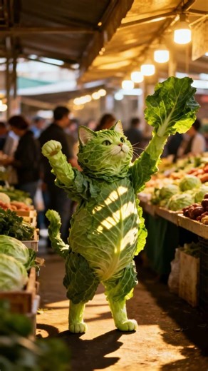 #CabbageCat#VegetableMarket