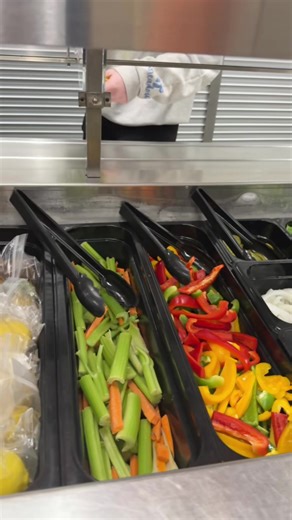 We love setting up areas where kids can self serve. #k12 #schoollunch #cafeteria #food