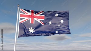 Australia Flag Animation With Sky And Cloud