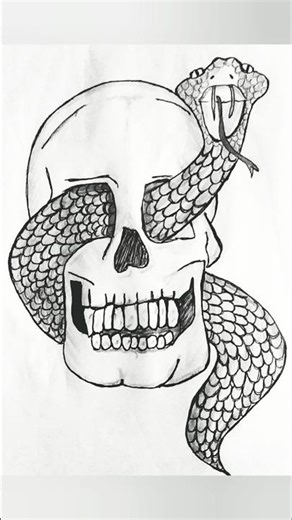 Skull & Snake — dark meets art 🐍💀 #Shorts #art #drawing #sketch #snake #dark