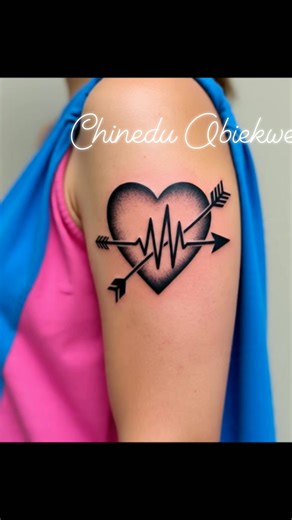 Black heart beat heart arrow tattoo design ideas #tattooideas #trendingpost #goviralreels | Chinedu Obiekwe